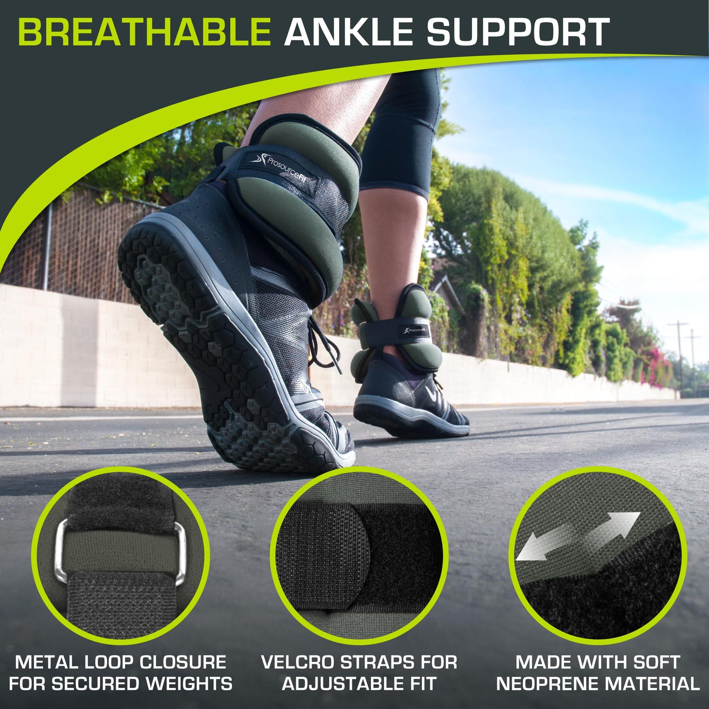 ProsourceFit Ankle / Wrist and Arm / Leg Weights Set of 2, Adjustable Strap 1 lb-5 lb, Adjustable Weight 15 lb, 10 lb, 7 lb for Men and Women