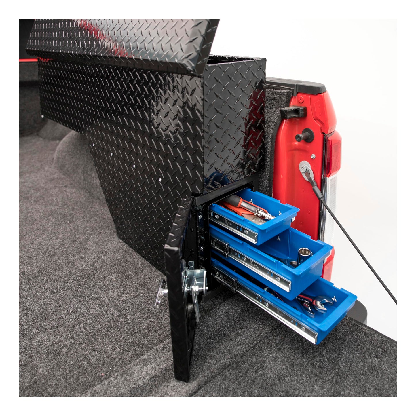 UWS EC30032 48-Inch Passenger-Side Gloss Black Heavy-Wall Aluminum Truck Fender Wheel Well Tool Box, RigidCore Lid
