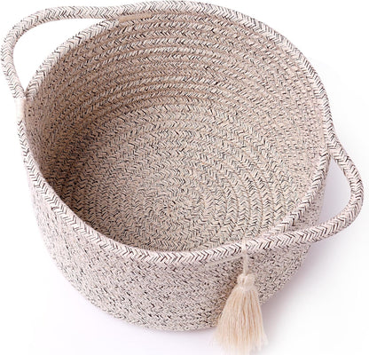 SweetMemo Mini Woven Rope Organizer Baskets - Decorative Gift Basket for Baby Showers & Makeup - Warm Brown