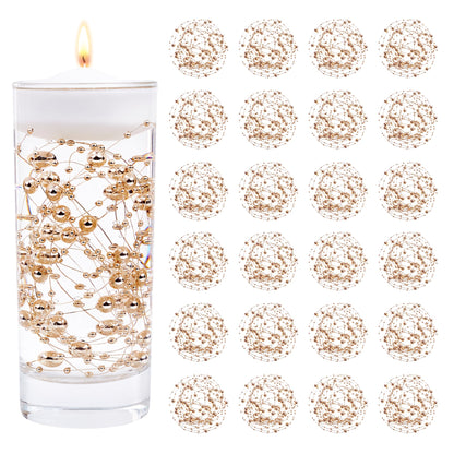 YATOJUZI 30 PCS Artificial Pearl String Rose Gold Vase Filler Floating Pearls for Vases Centerpieces Faux Pearl Beads String Decorations Wedding Holiday Party Decor