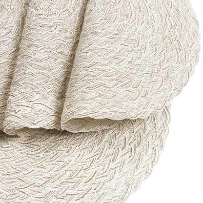 SHACOS Round Braided Placemats 15 inch Set of 6 Boho Thick Washable Kitchen Table Placemats for Home Wedding Party (T-Ivory, 6)