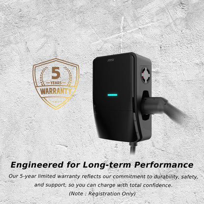 MSI EV Life NACS Hardwired, Level 2 Charger, 240V, 60A, 14.4 kW, IP55 Rated-Water and dust Resistant, IK08 Impact Resistant, UL2594 Certified, Energy Star, 5 Years Warranty