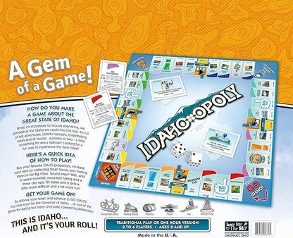 Late for The Sky Idaho-Opoly Board Game – Idaho State Themed Family Strategy Opoly-Style Fun for 2-6 Players Ages 8+ Traditional or Fast 1-Hour Play for Game Night