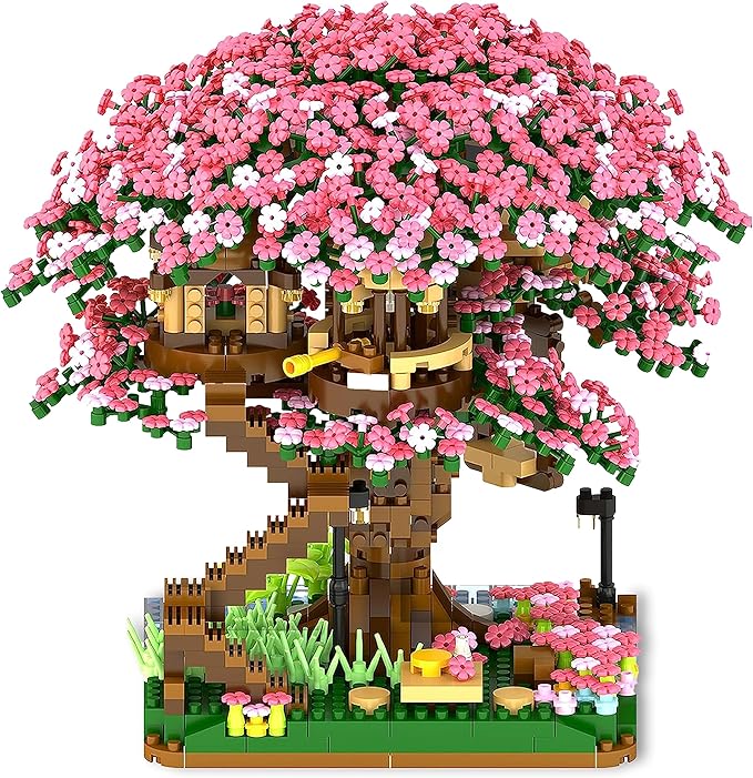 Cherry Blossom Bonsai Tree Mini Micro Building Set Japanese Sakura Tree House Model Sets for Adults Flowers House Mini Bricks Building Kit Creative Gift Toys for Teens 14 (2138PCS)