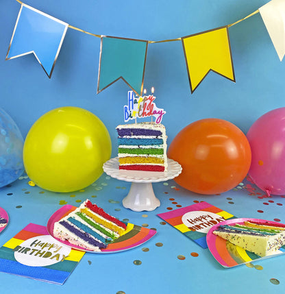 Talking Tables Pack of 16 Birthday Fun Cake Topper Decoration for Adults or Kids 10cm, Rainbow Brights Candles