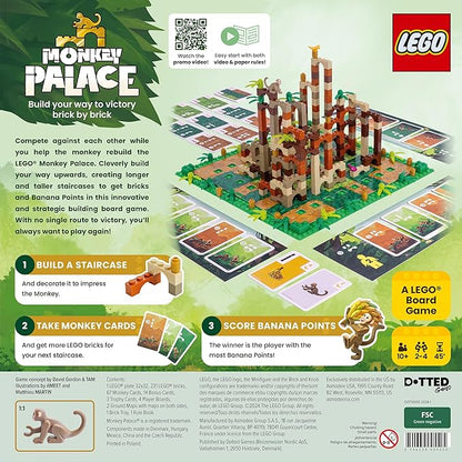 Dotted Games Monkey Palace: A Lego Board Game - Build Your Way to Victory Brick by Brick! Fun Family Brick-Building Game for Kids &amp Adults Ages 10+ 2-4 Players 45 Minute Playtime