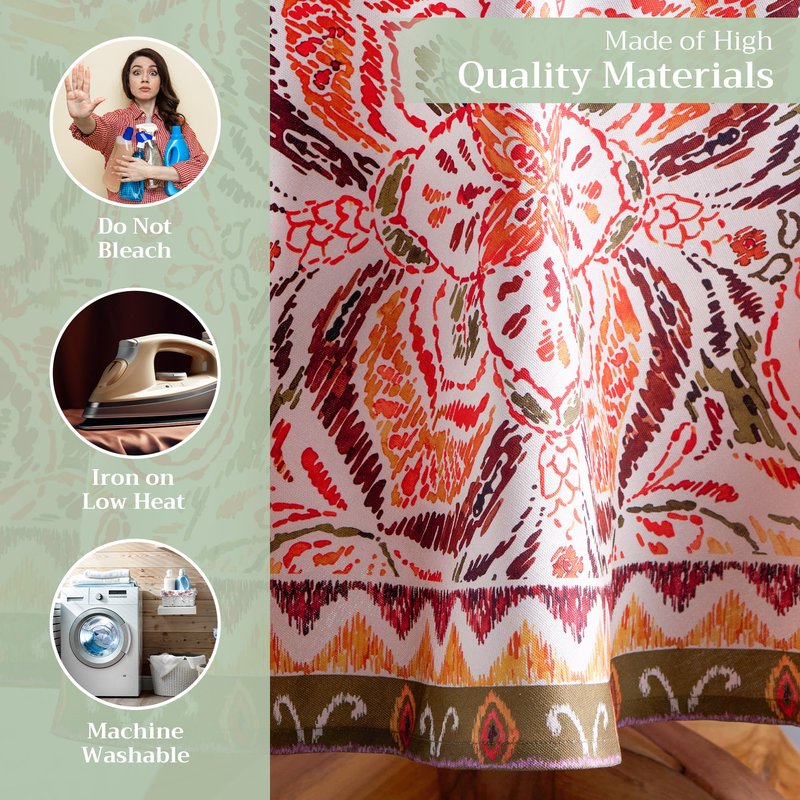 Maison d' Hermine Table Cloth Round Table 100% Cotton 69 Inches Fall Tablecloth Reusable Everyday Use for Thanksgiving Christmas Decorations Dining Farmhouse Party (Damask)