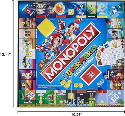 Monopoly Super Mario Celebration Edition Board Game for Super Mario Fans for 4 Players Ages 8 and Up with Video Game Sound Effects