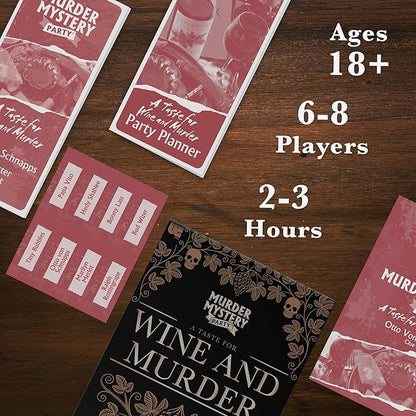 Murder Mystery Party A Taste for Wine &amp Murder – Murder Mystery Dinner Party Game for Adults – Interactive Crime Solving Role Play Game Night Kit with Invitations &amp Clues – Ages 16+