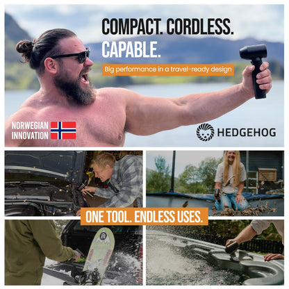 Hedgehog Car Dryer and Air Blower - 500W Handheld Cordless Turbo Dryer Blower for car- 162 MPH Wind Dring Power, 4-Speed Controls, 80,000 RPM, USB-C Fast Charging, Portable Leaf Blower & Snow Remover