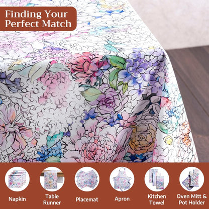 Maison d' Hermine Table Cloth Square Table 100% Cotton 60 x 60 Inches Tablecloth Reusable Decorative for Dining Kitchen Room Farmhouse Home Gifts for Mothers Day Spring Summer - Floral Love