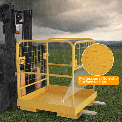 YINTATECH Forklift Cage 36x36 inches Work Platform Safety Cage Collapsible Heavy Duty Steel Construction Lift Basket Aerial Rails 1150lbs Capacity
