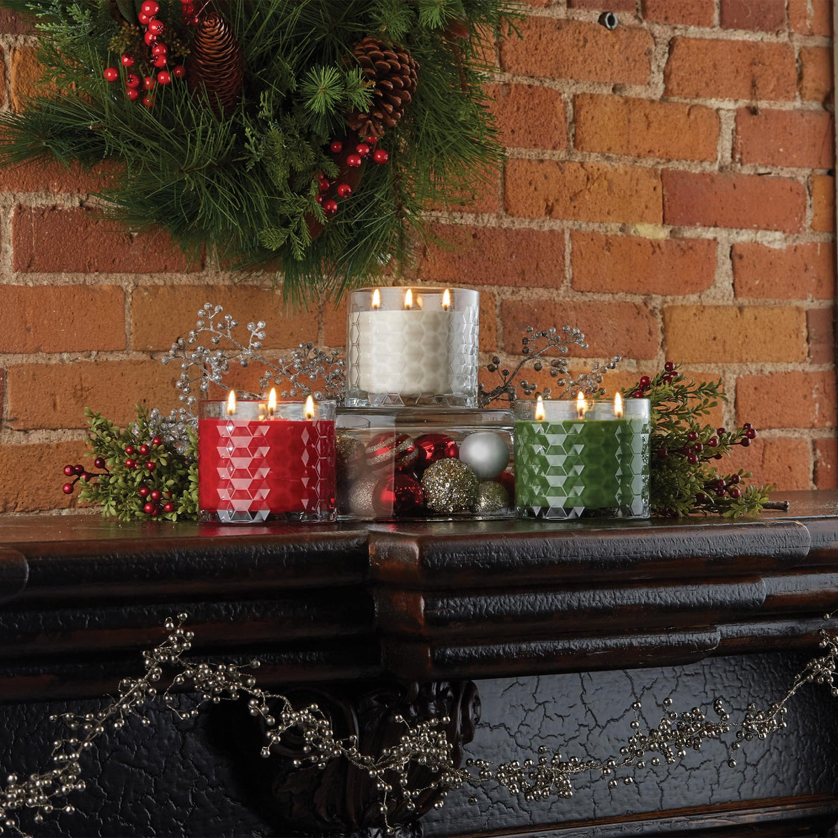 Root Candles Holiday Scented Candles Honeycomb Glass Premium 3-Wick Handcrafted Beeswax Blend Candle, 12-Ounce, Peppermint Bark