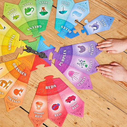eeBoo: Color Puzzle Spinner Game - 24 Color Puzzle Pieces Learn Color Families Educational Cooperative Childrens Game Kids Ages 3+ 1-3 Players