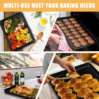 E-far Nonstick Baking Sheet Set - Heavy-Duty 16x12 Inch Cookie Pans with Cooling Racks | Non-Toxic & Easy Clean