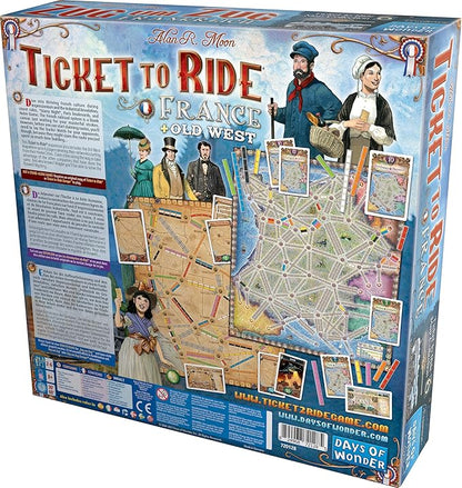 Asmodee Ticket to Ride France + Old West Board Game Expansion - Train Route Strategy Game Fun Family Game for Kids &amp Adults Ages 8+ 2-6 Players 30-60 Minute Playtime