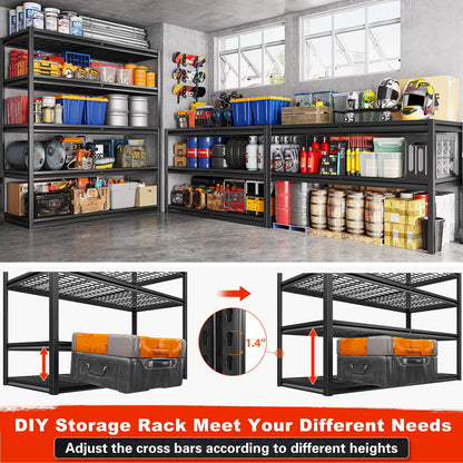 55.2"W Heavy Duty Garage Shelving Units, 3000LBS Commercial Metal Wire Shelves,26" Extra Deep Organizer Precision-Sized for Two Rows of 27-Gallon Storage Bins,Floor-to-Ceiling Steel Rack,Anti-Tip Kit