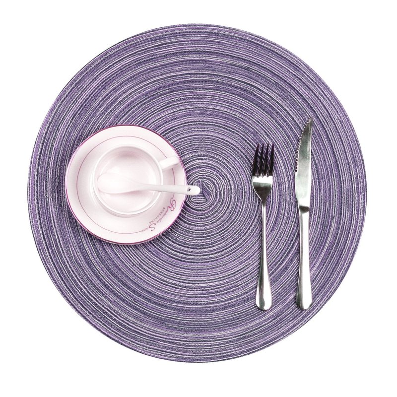 SHACOS Round Placemats Set of 4 Round Table Placemats Braided Cotton Place Mats 15 inch for Kitchen Dining Table Holiday Party (Light Purple, 4)
