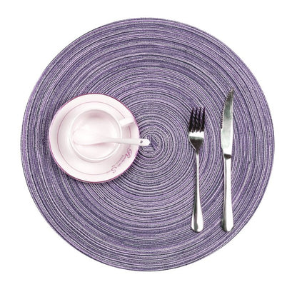 SHACOS Round Placemats Set of 4 Round Table Placemats Braided Cotton Place Mats 15 inch for Kitchen Dining Table Holiday Party (Light Purple, 4)