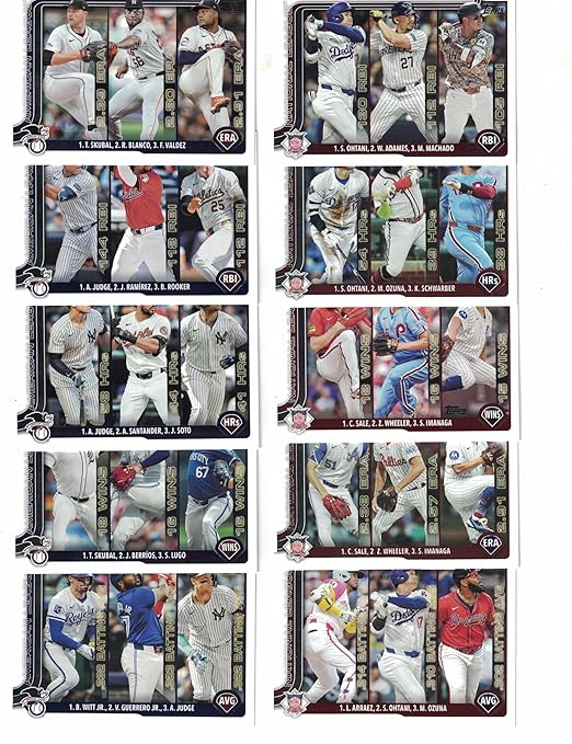2025 Topps Baseball (Series 1) Stars of MLB Complete Insert Set (1-30) *Plus* The 2025 Topps (Series 1) NL/AL League Leader Set of (10) Cards! Loaded with Star Players!
