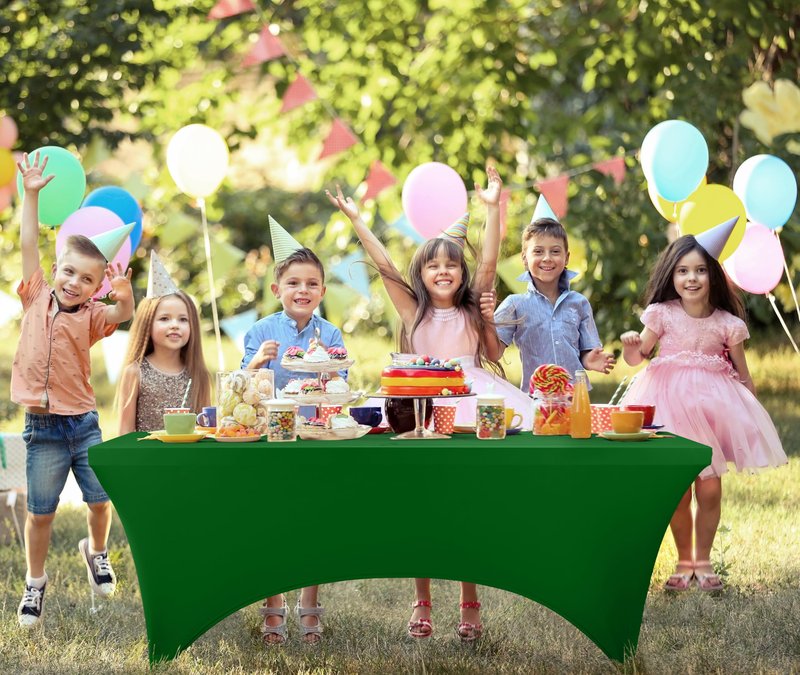 Utopia Kitchen Spandex Tablecloth 10 Pack [6FT, Emerald Green] Tight, Fitted, Washable and Wrinkle Resistant Stretch Table Cloth Rectangle Cover for Trade Show, Weddings & Parties [72Lx30Wx30H Inch]
