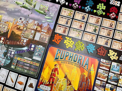 Stonemaier Games: Euphoria: Build a Better Dystopia (Base Game) by Jamey Stegmaier &amp Alan Stone | Competitive Dice Worker Placement Strategy Board Game for Adults &amp Family | 2-6 Players 60 Mi