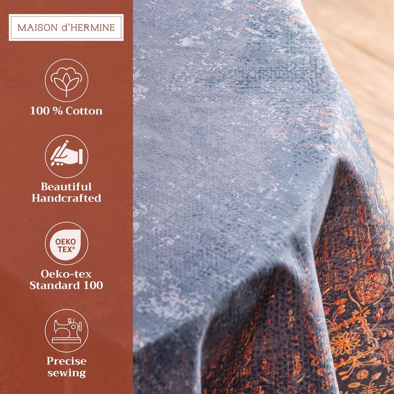 Maison d' Hermine Table Cloth Round Table 100% Cotton 63 Inches Fall Tablecloth Reusable Everyday Use for Thanksgiving Christmas Decorations Dining Farmhouse Party (Imperfection)