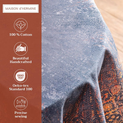 Maison d' Hermine Table Cloth Round Table 100% Cotton 63 Inches Fall Tablecloth Reusable Everyday Use for Thanksgiving Christmas Decorations Dining Farmhouse Party (Imperfection)