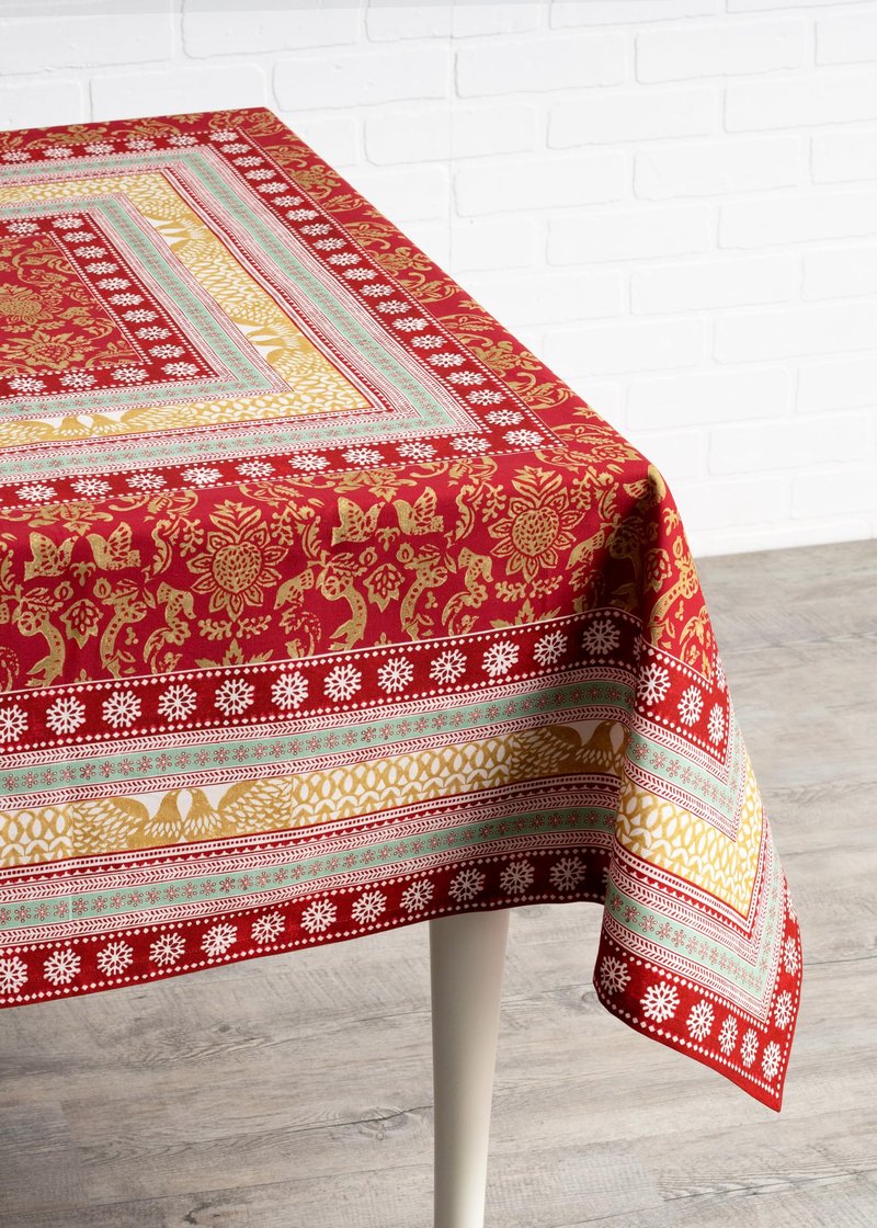Maison d' Hermine Table Cloth Rectangle Table 100% Cotton 70 x 120 Inches Fall Tablecloth Reusable Everyday Use for Thanksgiving Christmas Decorations Dining Farmhouse Party (Sofia)