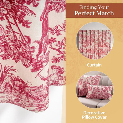 Maison d' Hermine Kitchen Curtain Set for Windows 100% Cotton Set of Kitchen Curtain Valance for Home [2 Tier (28"X36") and 1 Valance (56"X18")] Café Gifts for Mothers Day (The Miller - Red)