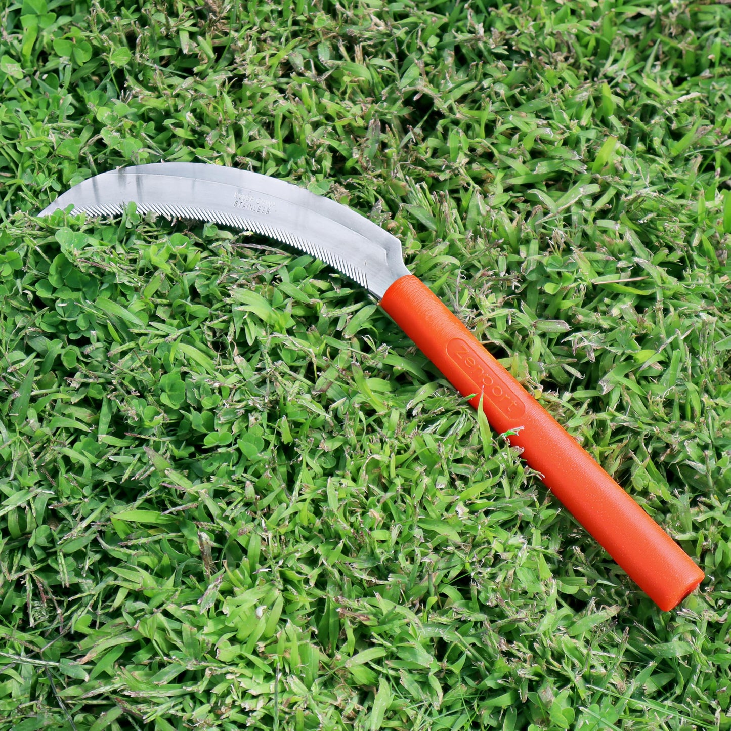 Zenport K208P Harvest Sickle with Plastic Handle, Light Serration, 6.5-Inch Stainless Steel Blade , Orange