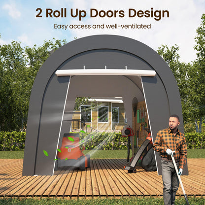 FansaFurn Heavy Duty Carport with 4 Cloth Bags, All-Weather Car Canopy with 2 Roll-up Doors, Portable Garage Storage Shelter Shed for Cars, Truck, or Garden Tools, 10' x 20'