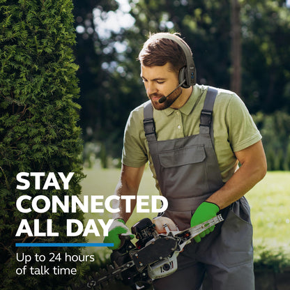 BlueParrott B450-XT Mono Bluetooth Wireless Headphones 96% Noise Canceling Over Head Trucker Headset with Mic, All Day Comfort Padded Headband, Extended Wireless Range, 24 hrs. Talk Time, Black