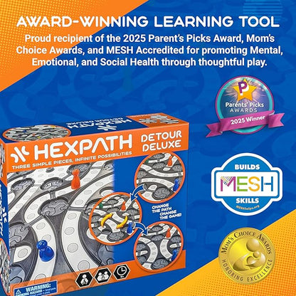 HexPath 5-in-1 Modular Strategy Board Game (1-6 Players) | 7+ Years | 15 min Playtime | Perfect Board Game for a Family Game Night | Best for Kids Birthday Gift | MESH Accredited