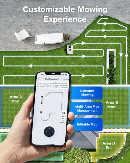 ECOVACS Goat A2000 LiDAR PRO Robotic Lawn Mower for Up to 1/2 Acre, Wire-Free with Dual-LiDAR Auto Mapping, Built-in TruEdge Edge Trimmer, AIVI 3D Obstacle Avoidance, Smart App Control