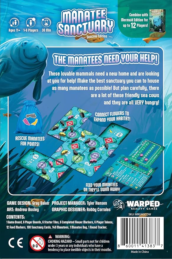 Manatee Sanctuary: Seacow Edition Board Game - Strategic Tableau Building and Drafting Game for Adults and Kids 11+ 1-6 Players