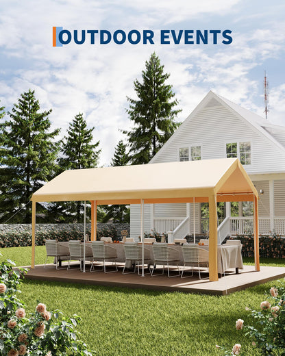 10x20FT Heavy Duty Metal Famel Carport,Outdoor Canopy for Vehicles,Reinforced Carports,Waterproof Anti-UV and All-Weather Use Permanent Shelter Car Port,Yellow
