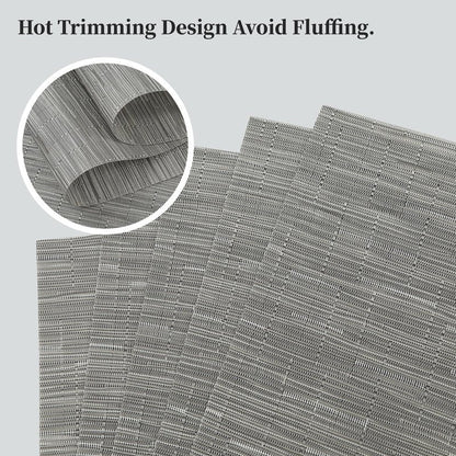 Leetaltree Silver Placemats Set of 12 - Heat Resistant Non-Slip Place mats for Dining Table, Washable Durable PVC Vinyl Woven Table Mats（Sliver, 12）