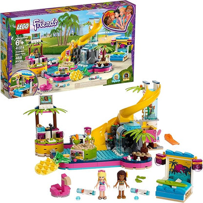 LEGO Friends Andrea's Pool Party 41374 Toy Pool Building Set with Andrea and Stephanie Mini Dolls for Pretend Play Includes Toy Juice Bar and Wave Machine (468 Pieces)