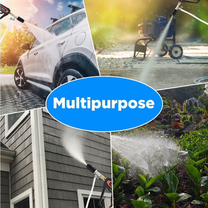 FIXFANS Adjustable Pressure Washer Long Range Nozzle 5-6.5 GPM with 45 FT Braid Hose, Downstream Injector Power Washer Spray Nozzle Kit, External Chemical Injection, 1/4'' Quick Connect, 2500-4000 PSI