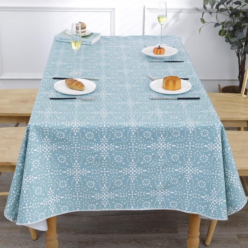Walrus Heavy Duty Vinyl Tablecloth with Flannel Backing Waterproof Oil-Proof Plastic Table Cloth Stain-Resistant Wipeable Table Cover for Indoor and Outdoor (Perforated Floral,60x84 Inch)