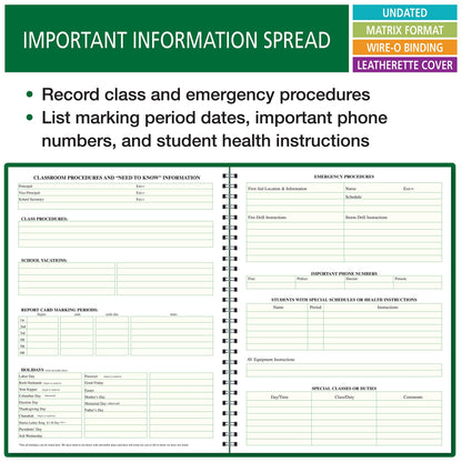 6 Period Wide Teacher Lesson Plan; Days Vertically Down The Side (6WPL)