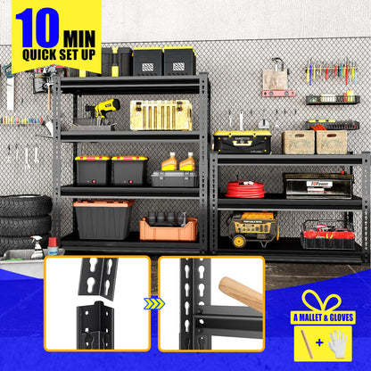 SDXYSTCE 40" W Garage Shelving Heavy Duty, 1600 Lbs Loads Garage Storage Shelves Heavy Duty, 4-Tier Metal Shelving Units and Storage for Basement, Retiple Tanks,40" Wx16 Dx72 H, Black