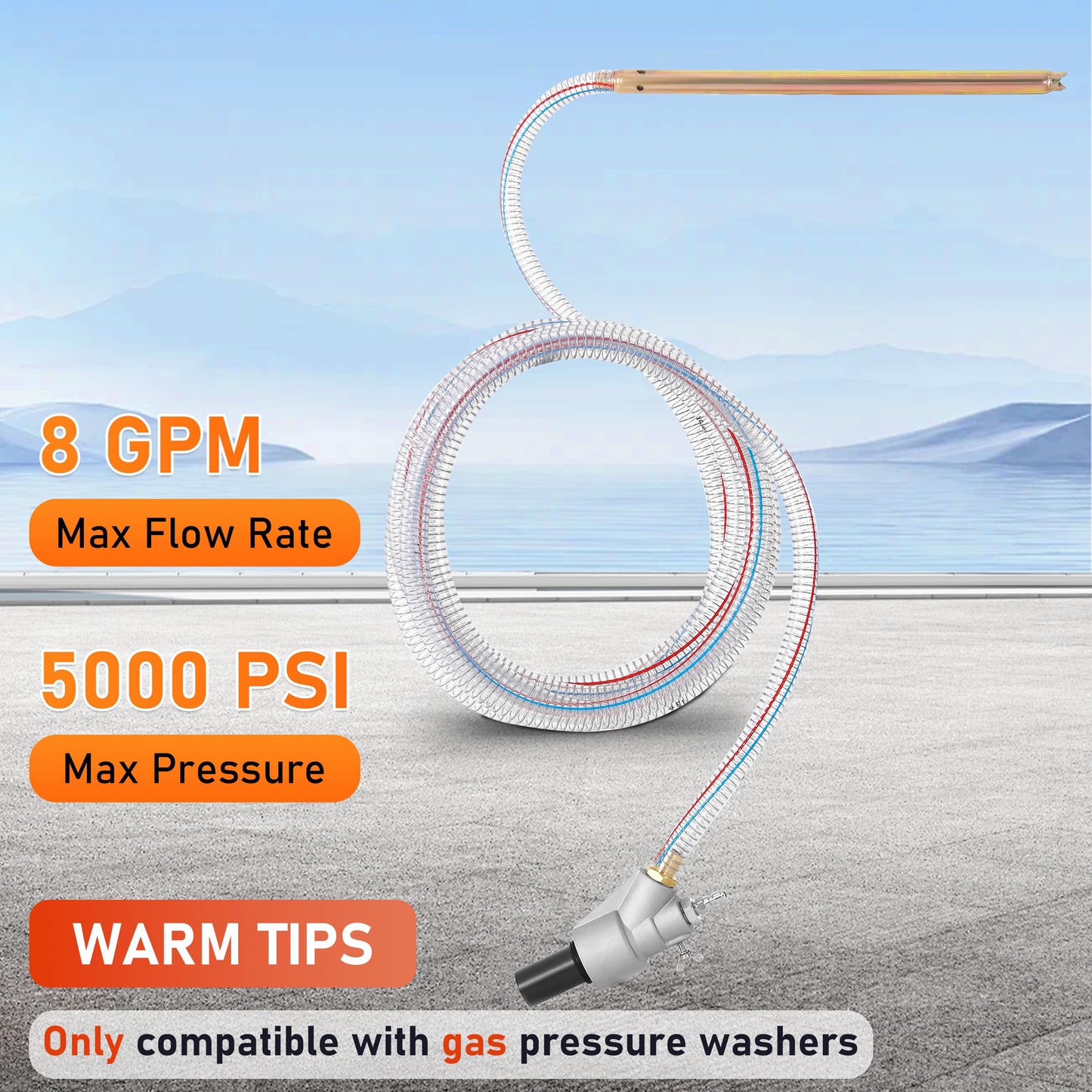 RIDGE WASHER Pressure Washer Sandblasting Kit, Dustless-Wet Sand Blaster for Pressure Washers, 5000 PSI, 8.0 GPM, 1/4 Inch Quick Connect