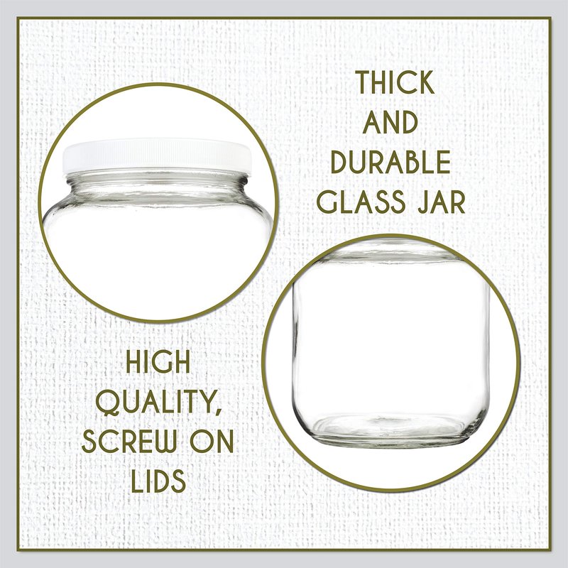 kitchentoolz Half Gallon Mason Jar - Wide Mouth 1/2 Gallon Glass Jar with Lid - Airtight Glass Storage Containers with Lid Fermenting, Canning, and Dry Storage - Made in USA