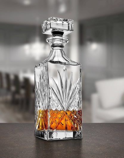 Lefonte Whiskey Decanter Set with 2 Old Fashioned Whisky Glasses for Liquor Scotch Bourbon or Wine - Irish Cut