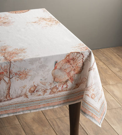 Maison d' Hermine Table Cloth Rectangle Table 100% Cotton 60 x 90 Inches Fall Tablecloth Reusable Everyday Use for Thanksgiving Christmas Decorations Dining Farmhouse Party (Giving Thanks)