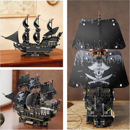 Pirate Ship Building Sets with LightsMOC Black Pearl Ships Building Blocks for AdultsPirate Boat Building ToysCollectible for Home DecorValentine Day Birthday Gift for Boys 8-14(2288Pcs)