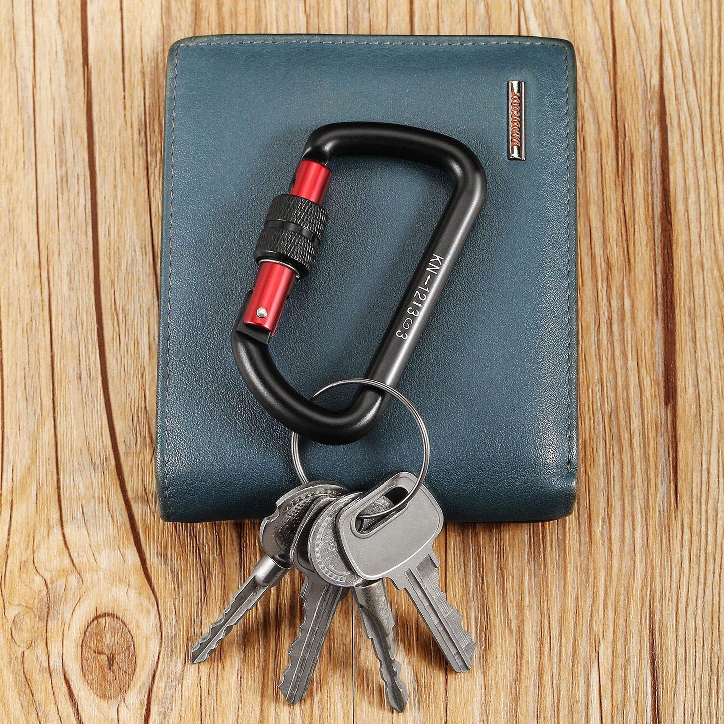 FresKaro Carabiner Clip, Locking and Small, Heavy Duty Carbineers, Key and Keychain Clips, Black Karabiner 3inch, Aluminum, D-Ring, for Belt, Hammock, Weight Bearing, Hiking, Dog Crate, 2Pack