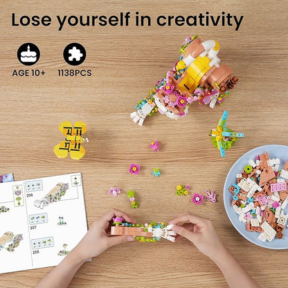 JOJO&ampPeach Cat and Flower Building Toy Set for Girls Animals Plant Model Ideas Birthday Gift for Women Adults Teens Girlfriend Mom Wife Age 8 9 10 11 12+ (1038 Pieces)